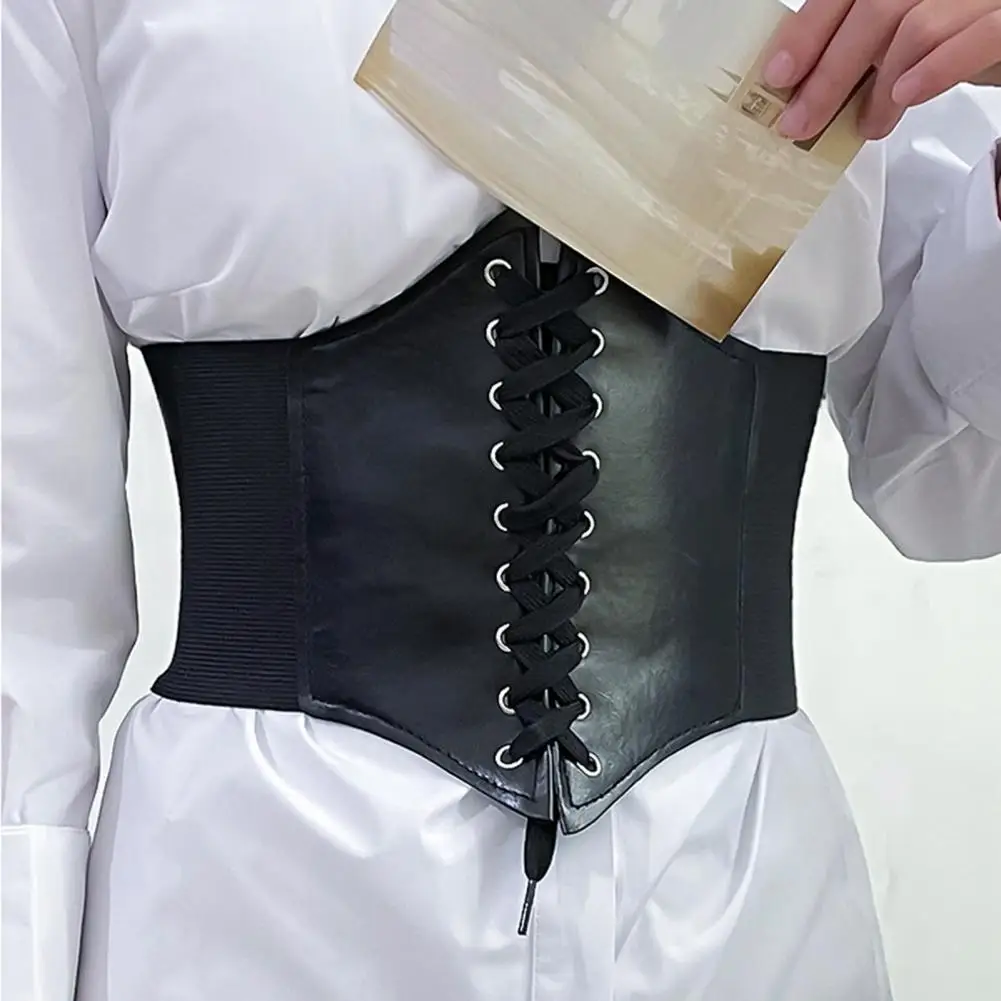 Elegante corsetto largo comodo Body waist Shaping decorativo Self Tie cintura larga per abiti