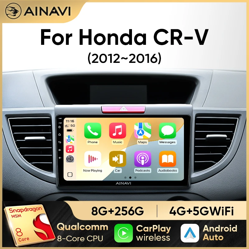Ainavi Car Radio For Honda CRV CR-V 2012-2016 Carplay Android Auto Qualcomm Car…