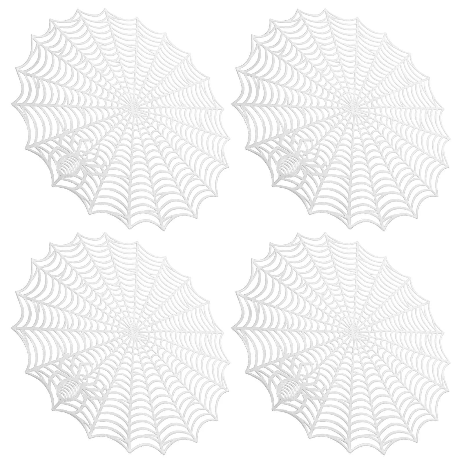 4 قطعة المفارش البلاستيكية نمط شبكة العنكبوت هالوين الجدول الحصير لحفلة مهرجان المفارش البلاستيكية مكان الحصير مكان حصيرة #5