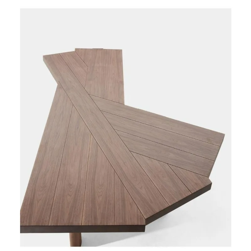 

Nordic solid wood desk modern special-shaped desk log computer long table