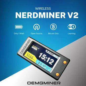 비트코인 너드 마이너 v2.0 T-Display-S3, 78KH/S BTC 암호화 솔로 복권 너드마이너 LCD 디스플레이, 쉘 포함 