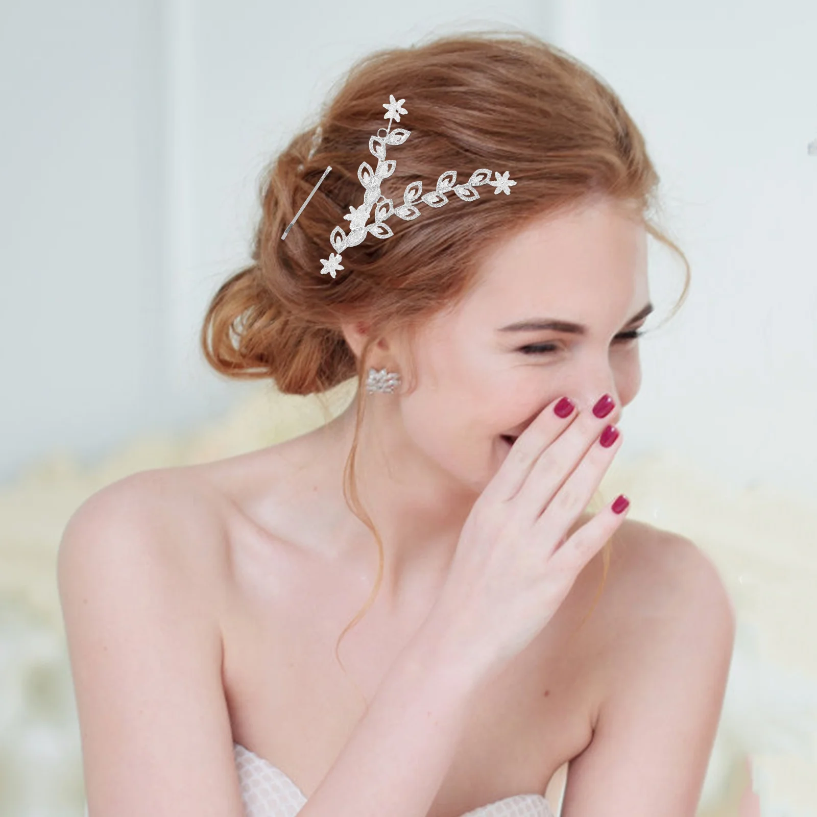 حجر الراين مشبك شعر الزفاف ورقة تصميم إكسسوار الزفاف نمط فاخر بلا جهد وضع آمن متعدد الاستخدامات