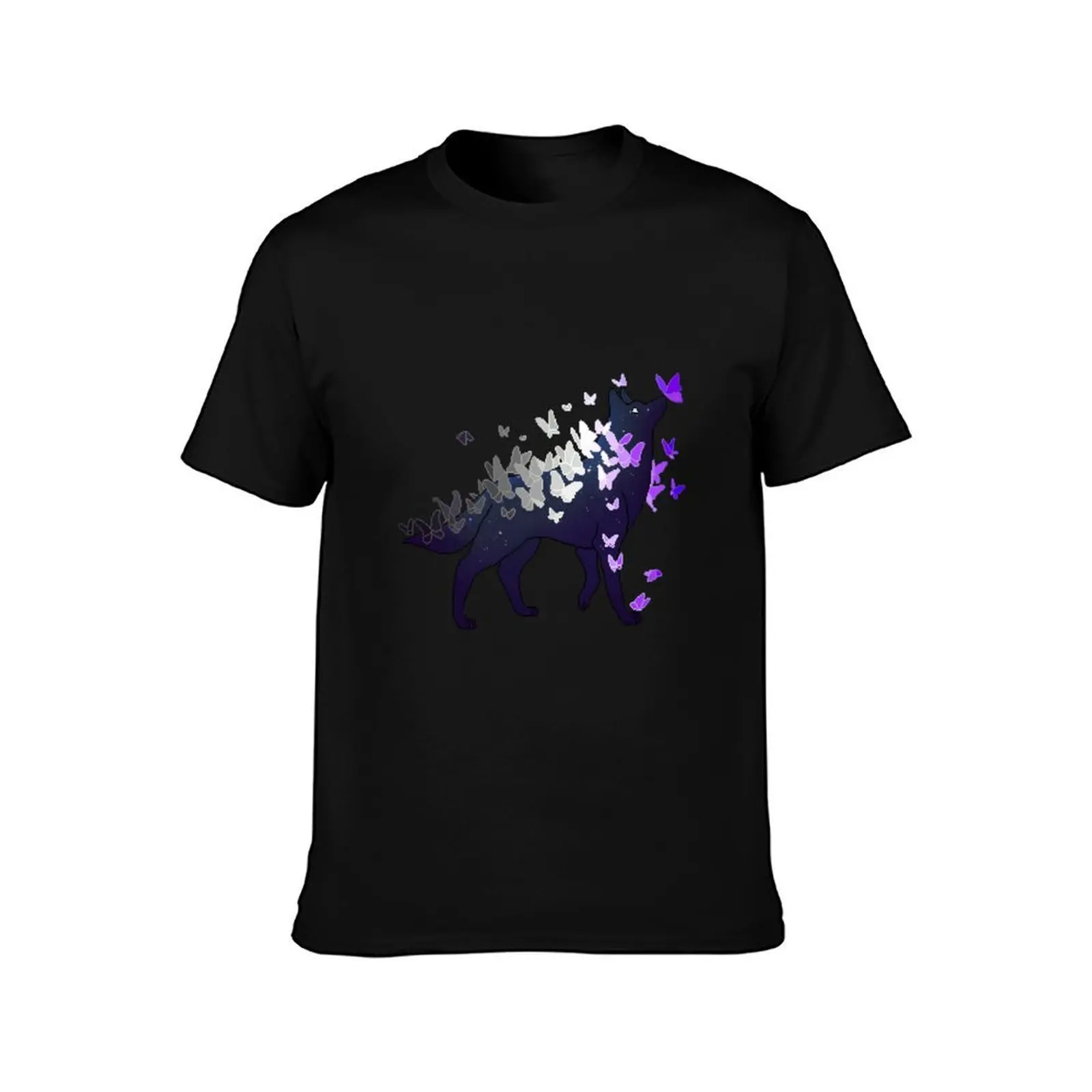 Asexual Pride Galaxy Wolf (Requested) T-Shirt, Summer Casual Cotton Tee, Oversized Streetwear Tops, Vintage Graphic Print