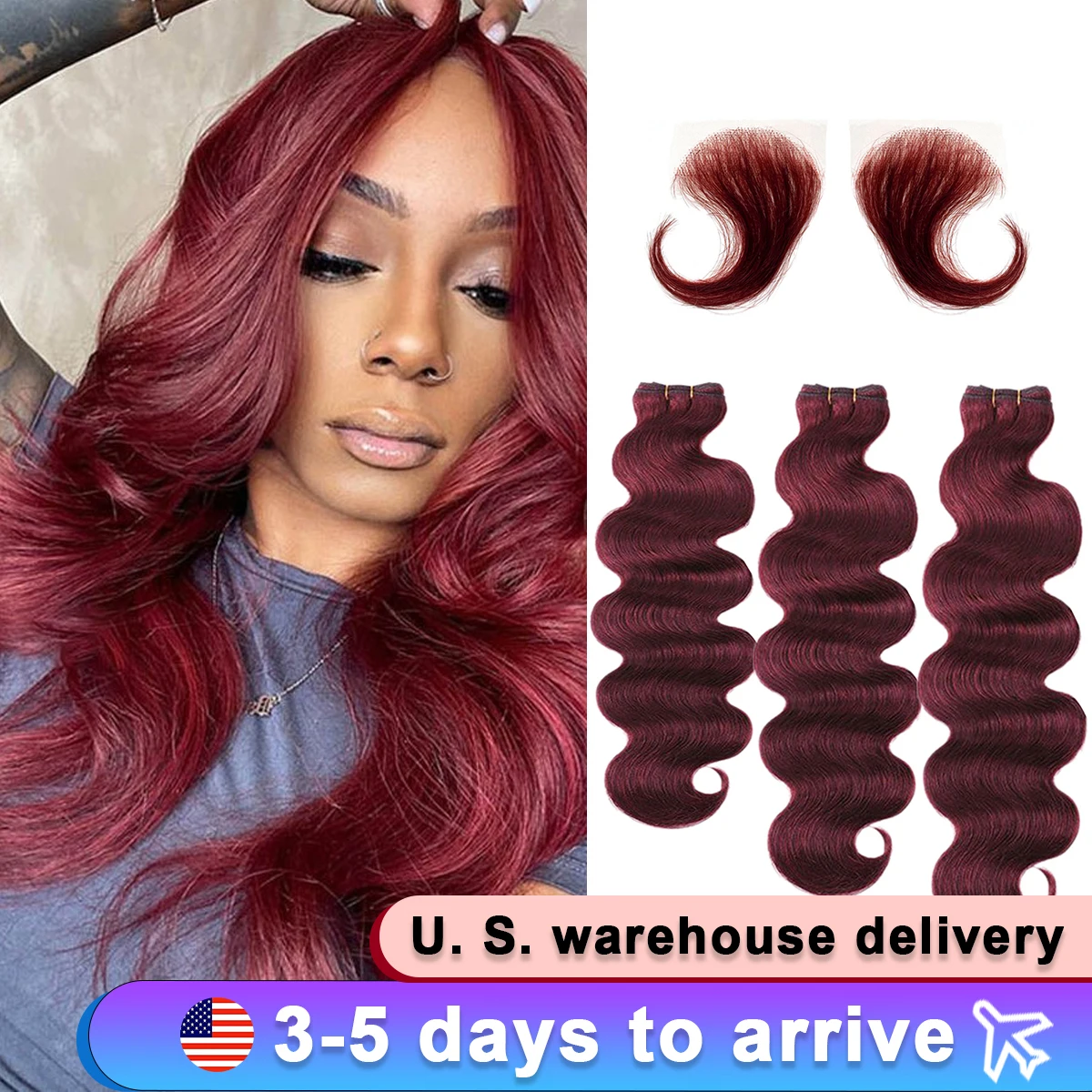 20 22 24 26 Inch Burgundy 99J Body Wave Bundles Red Colored Human Hair Bundles 1/3/4 PCS Bundle 16A Brazilian Hair Weave Bundles