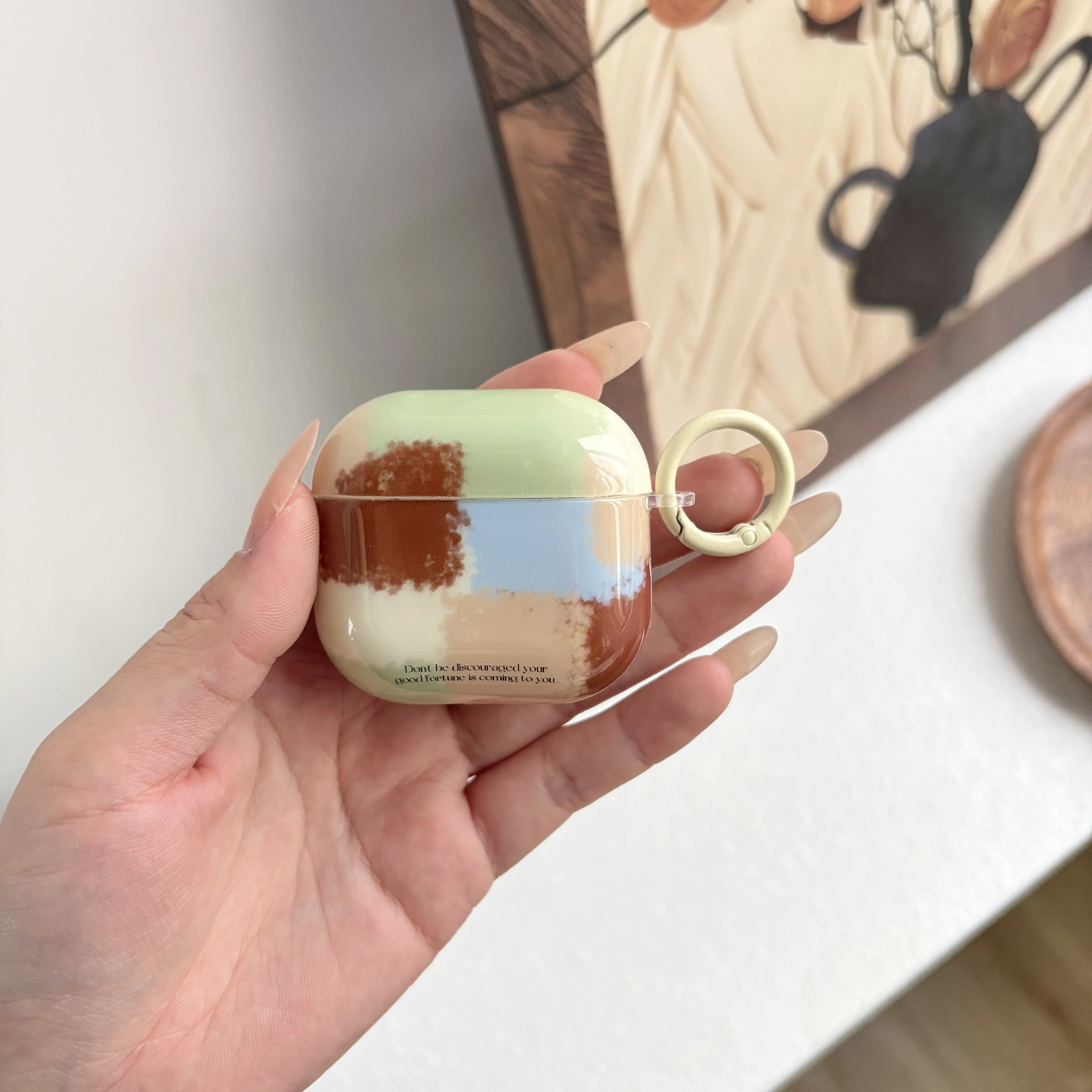 الخريف الشتاء الرجعية البني الأخضر تحقق منقوشة نمط واقية حقيبة سماعة الاذن مناسبة ل AirPods Pro3 Pro2 1 2 3 4 Pro