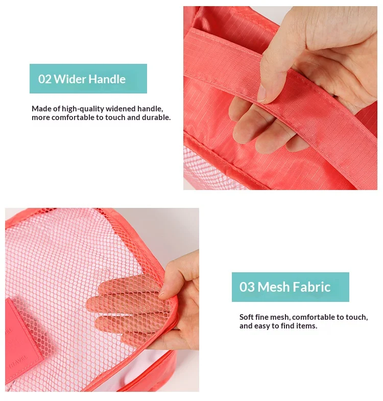 Homefish 6-teiliges Set Oxford Wasserdichte Stoff-Packwürfel Reise-Aufbewahrungsorganizer für Kleidung, Schuhe, Unterwäsche, Koffer, Gepäck – Detail 6
