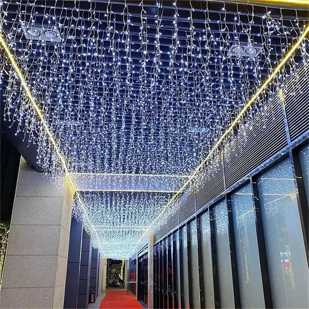 5M Christmas Garland LED Curtain Icicle String Lights Droop 0.4-0.6m AC 220V Garden Street Outdoor Decorative Holiday Light