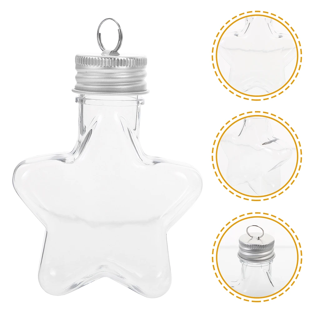

6Pcs Christmas Star Bottle Transparent Refillable Hanging Decor for Tree Table Centerpiece Party Favor Wishing Container Craft