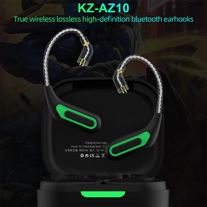 НОВЫЕ беспроводные наушники KZ AZ10 Upgrade с креплением на ухо, Bluetooth 5.2, с зарядным кейсом
