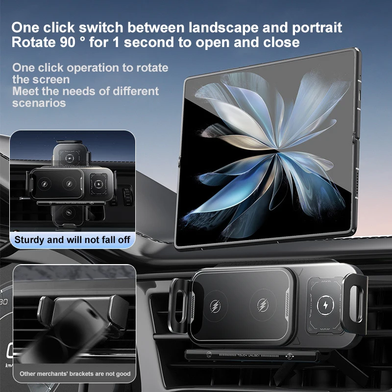 

15W Universal Car Phone Wireless Charger Holder Fast Charging Rotable for Samsung Galaxy Fold 6 5 4 Z Flip S25 S24 iPhone 16 15