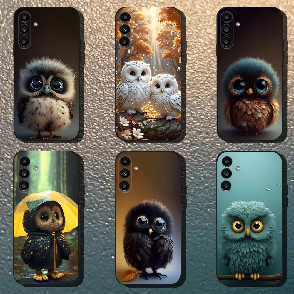 

Cute Owl Phone Case For Samsung Galaxy A13,A21s,A22,A31,A32,A52,A53,A71,A80,Soft Black Shell
