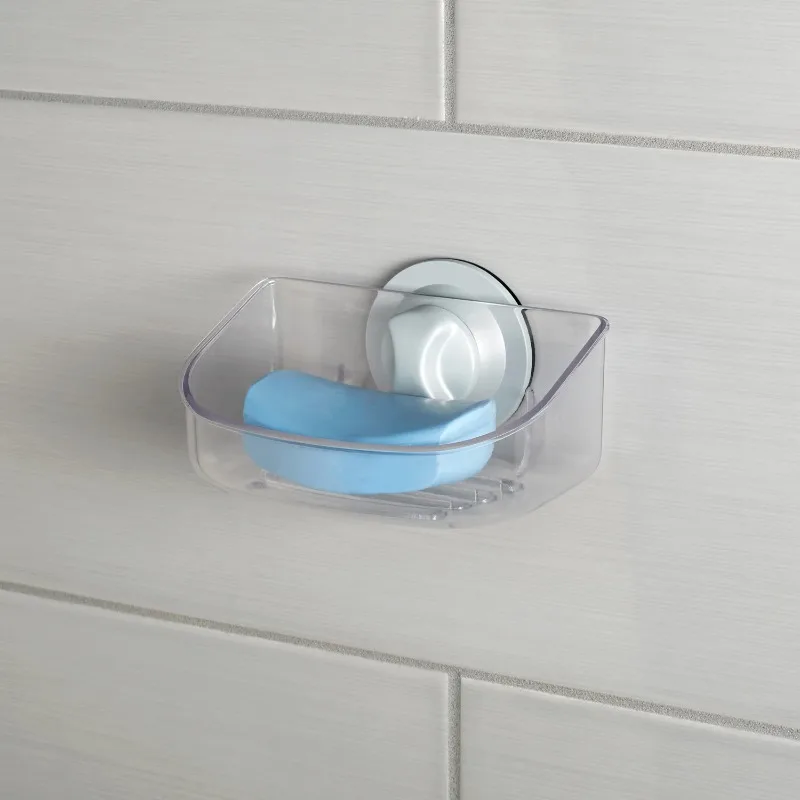 

Clear Suction Soap Dish, Sturdy Plastic, No Drilling, Power Grip Suction Cup
