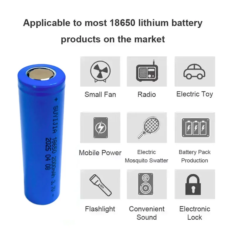 18650 2000 مللي أمبير بطارية قابلة للشحن مع شاحن 3.7 فولت بطاريات ليثيوم أيون لمؤشر كهربائي جرس الباب مصباح يدوي بطارية ليثيوم #6