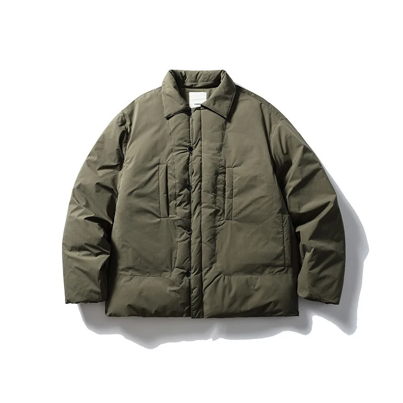 

Японская уличная теплая хлопковая куртка в стиле ретро, мужская однотонная хлопковая куртка с лацканами и несколькими карманами, модное