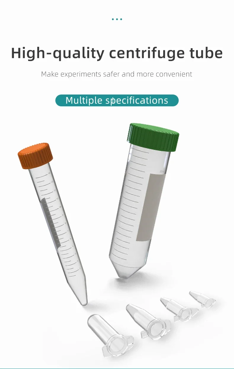 Kunststoff-Zentrifugenröhrchen PCR-Röhrchen Proben-Laborbehälter 0,2ml 0,5ml 1,5ml 2ml 10ml 15ml 50ml mit Schnappverschluss/Schraubverschluss Mikroskala – Detail 1
