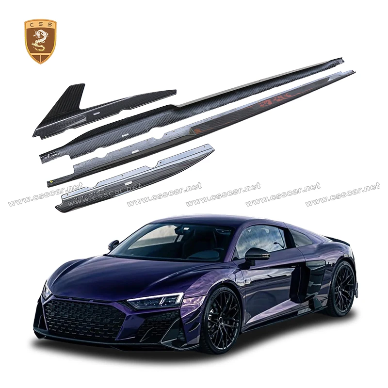 

4Pcs/set Car Side Skirts For Audi R8 2019- 2024 2025 Capristo Style Dry Carbon Fiber Splitters Canards Lip Diffuser Bumper Kits