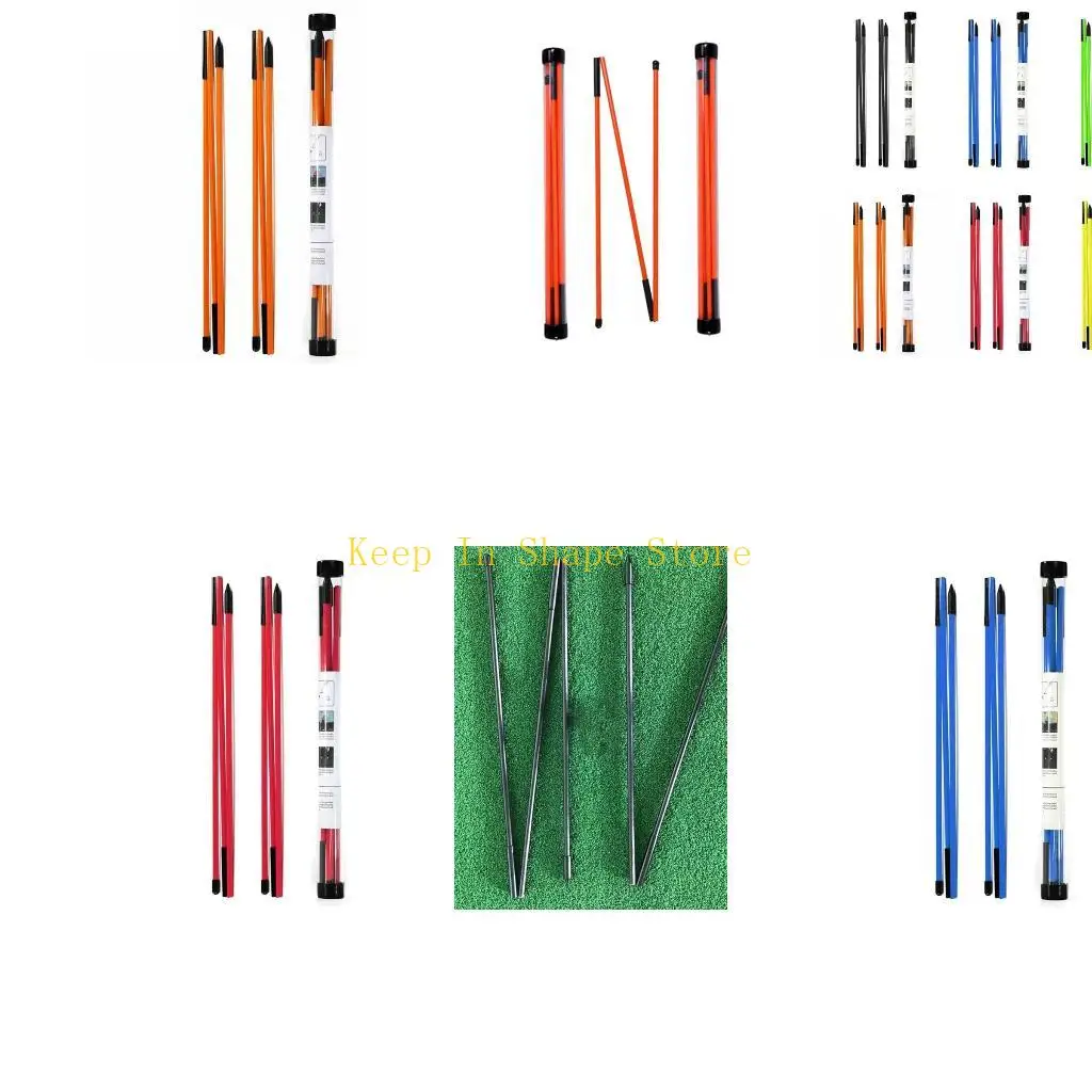 

U1JC Golf Alignment Collapsible Golf Practice Rods Swing Trainer Tools 2 Pack Foldabe Postures Corrector with Tube Case