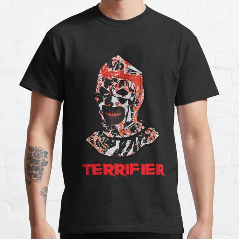 

0528 Retro Horror movie Art the clown killer Terrifier Scary halloween Gift t shirt Scream film Graphic clothes All size tops
