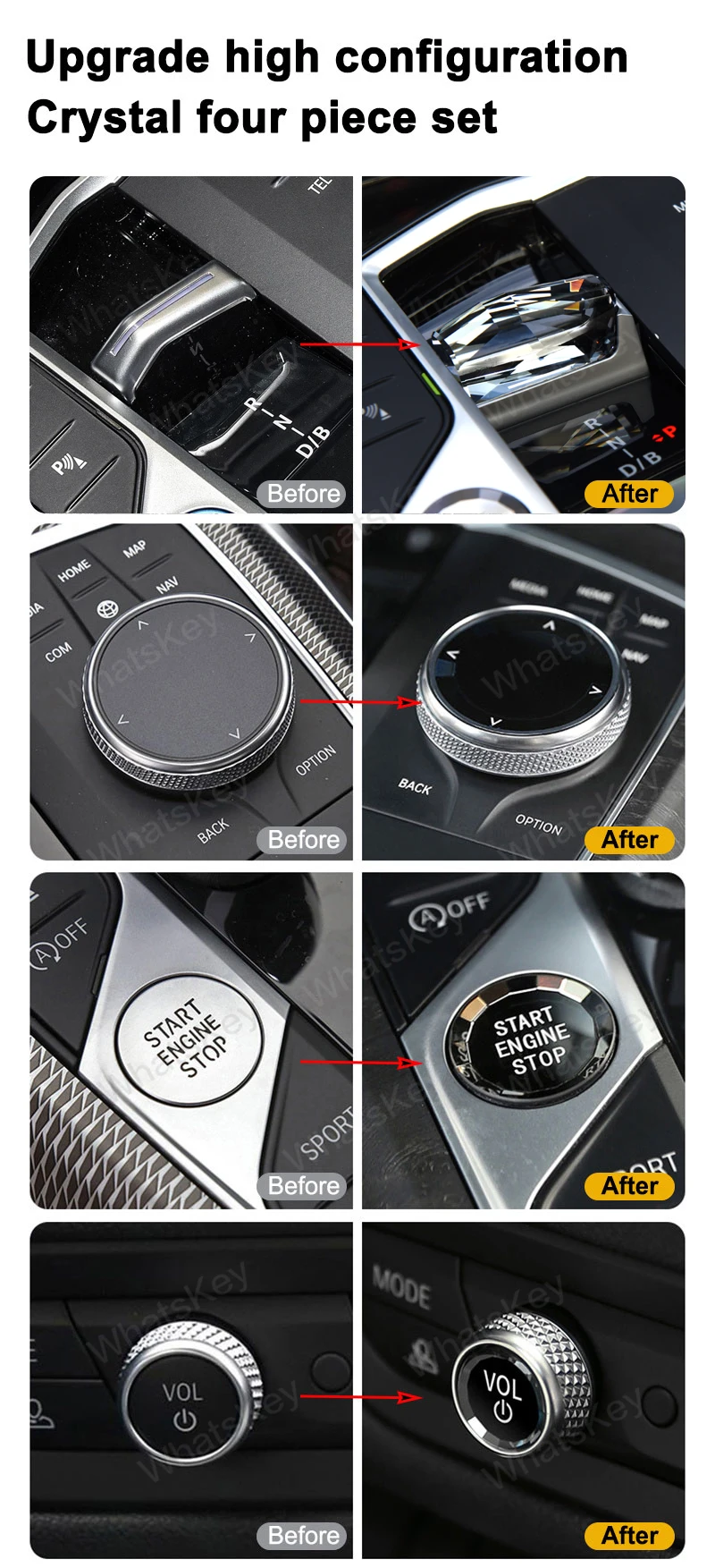 4-teiliges Set Crystal Gear Paddle Shifter Knob Metallbasis für BMW G20 G21 G22 G23 G26 G28 IX3 G08 X5 G05 X6 G06 X7 G07 2023 2024 – Detail 8