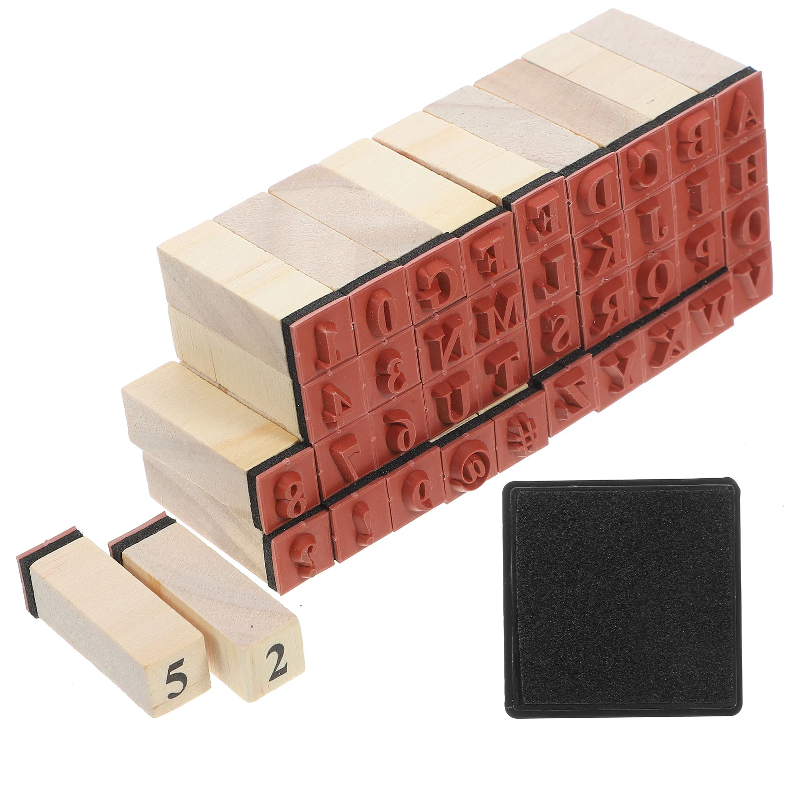 40 Pcs Alphanumeric Stamp Alphabet Stamps for Crafts Letter Wood Wooden Letters Scrapbook