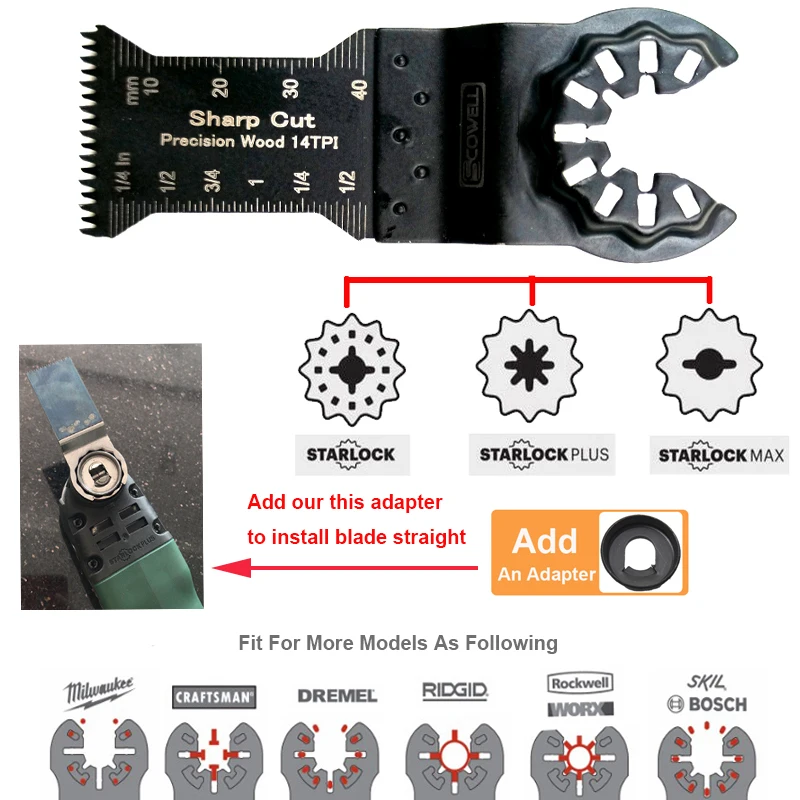 Lama per sega multiutensile oscillante per taglio del legno di precisione con denti giapponesi, non per macchine per la ristrutturazione di utensili elettrici Starlock