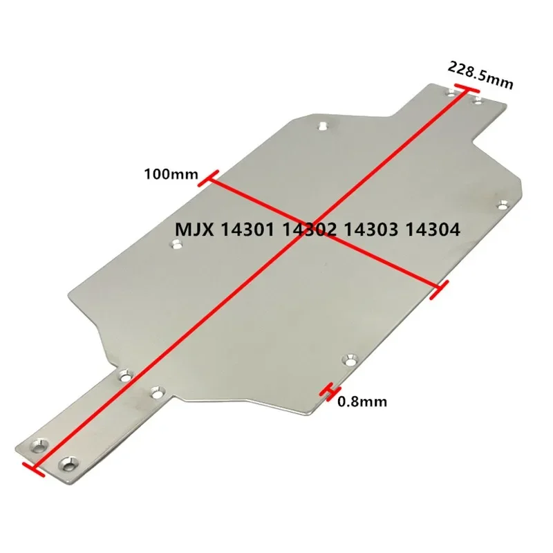 Para MJX 14301 14302 14303 14304 1/14 RC coche chasis de acero inoxidable armadura Metal piezas mejoradas Accesorios