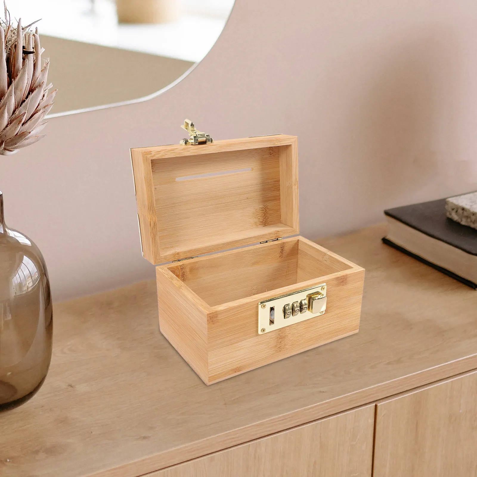 

Винтажный сундук с сокровищами из бамбука, органайзер для украшений, копилка, ретро-декор для дома, футляр для мелочей