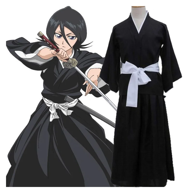 

Bleach Kuchiki Rukia Cosplay Kimono Pants Suit Samurai Uniform Cosplay Costume Harajuku COS Anime Japanese Traditional Clothes