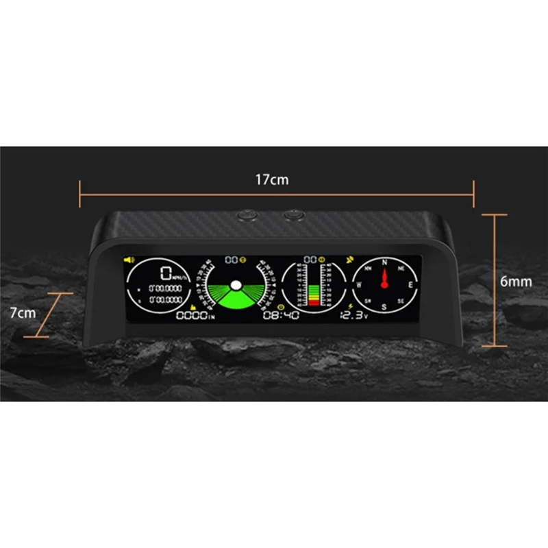 Car Gps Up Display Speed Slope Meter Inclinometer Car Compass Automotive Hud Pitch Tilt Angle Protractor Clock