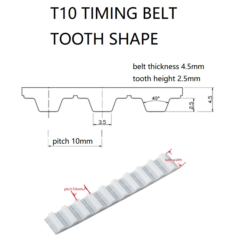 460Teeth T10 Polyurethane Transmission Conveyor Timing Belt Closed Belt Loop Belt Steel Cord width 15mm/20mm/25mm/30mm/40mm/50mm