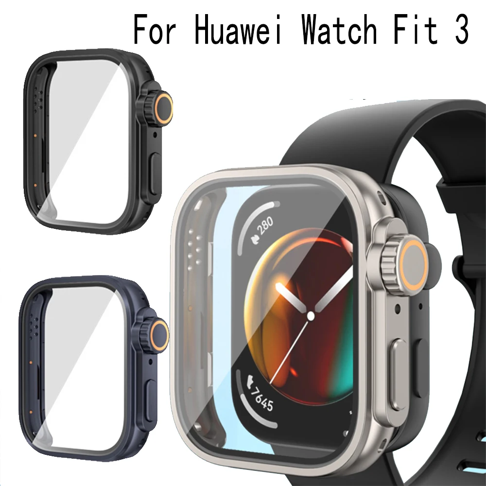 Full Protective Case For Huawei Watch Fit 3 Screen Protector Case for Huawei Fit3 Cover PC Shell+tempered glass Change To Ultra