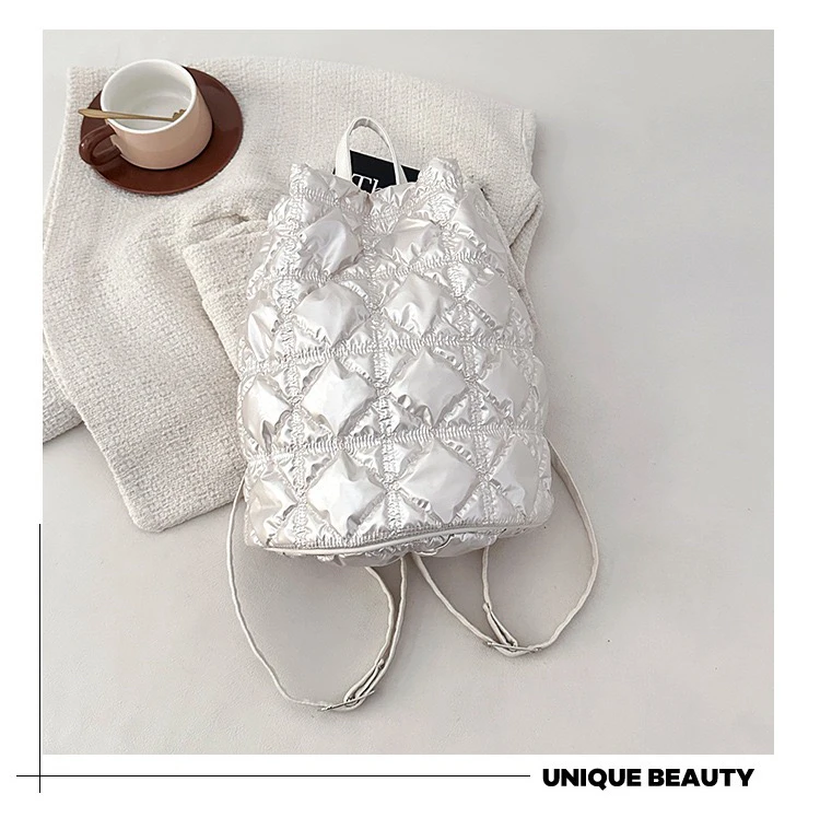 

Cloud Foldable down Women's Bapa Dstring Bubble Faion Tote Bag Soft Nylon Buet ape Large Size Commuter Sle