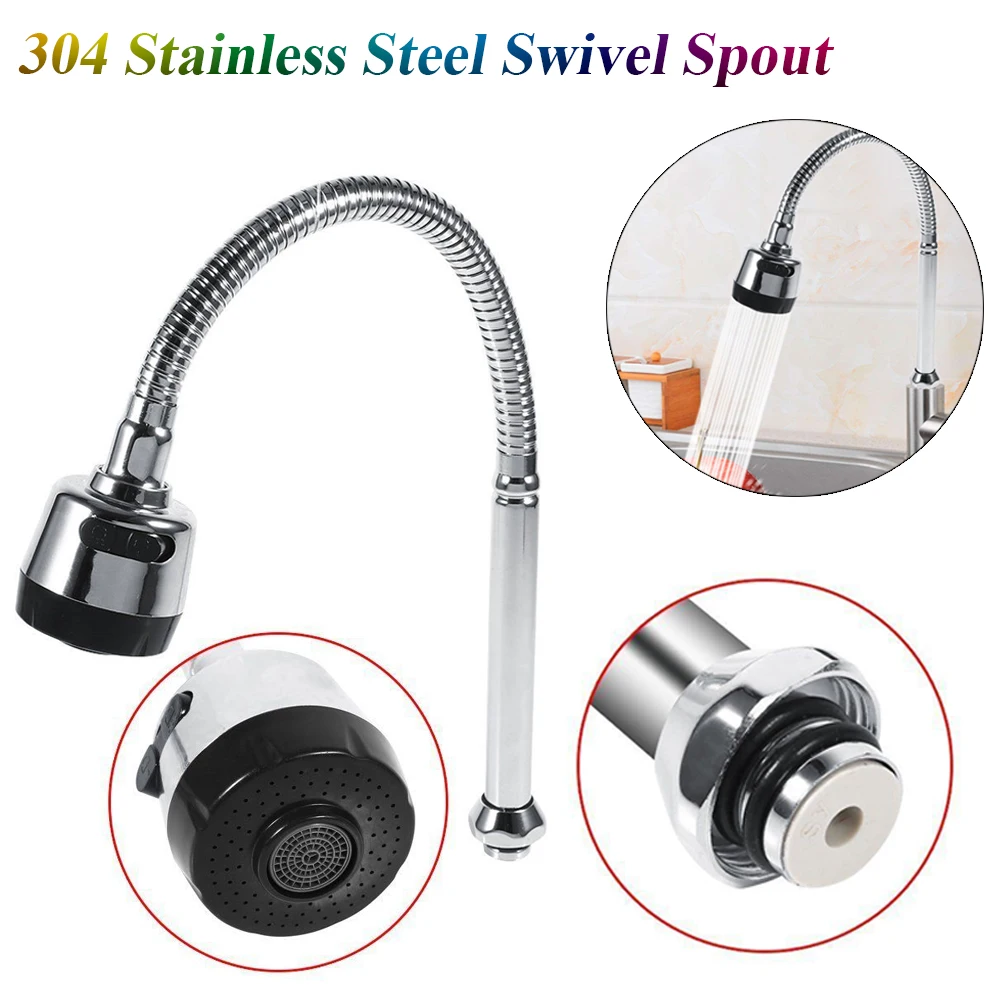 1x 304 Stainless Steel Swivel Spout Kitchen Sink Faucet Pipe Fittings Single Handle Connection Faucet Sink Faucet Kitchen Faucet