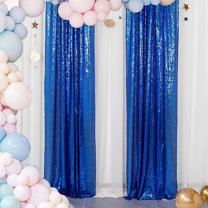 

Sparkly Sequin Curtain 2 Panels Blue 2FTx8FT Photography Backdrop Birthday Christmas Halloween Party Wedding Decoration Supplies