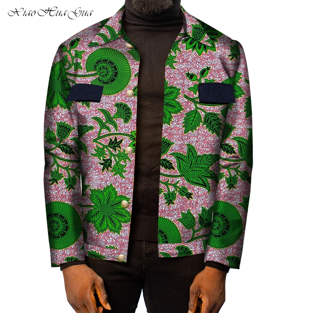 

Men African Coat African Print Jacket Turndown Collar Long Sleeve Outerwear Coats Ankara African Tops Mens Fashion WYN650