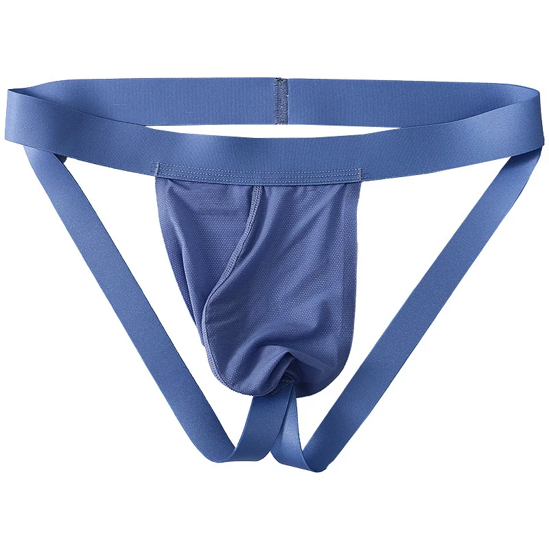 Men's Panties Backless Jockstrap String Ice Silk Thong Summer Ultra-Thin Mesh Transparent Underwear Bulge Pouch Bikini Briefs