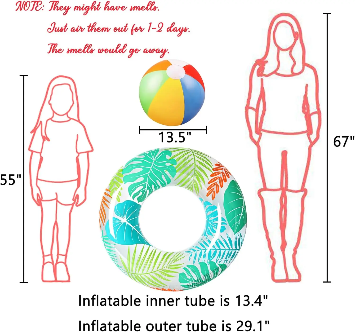 7 STKS Luau Zwembad Drijft: Hawaiiaanse Zwemmen Ringen met 13.5 "Strandballen Opblaasbare Buizen Floaties Speelgoed voor Kinderen Volwassenen