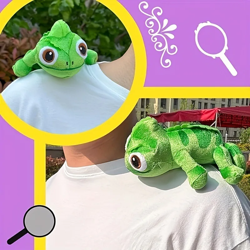 Cute Green Chameleon Shoulder Plush Doll, Soft Filled Animal Toy Pendant, Decorative Ornament Gift (1 Piece)