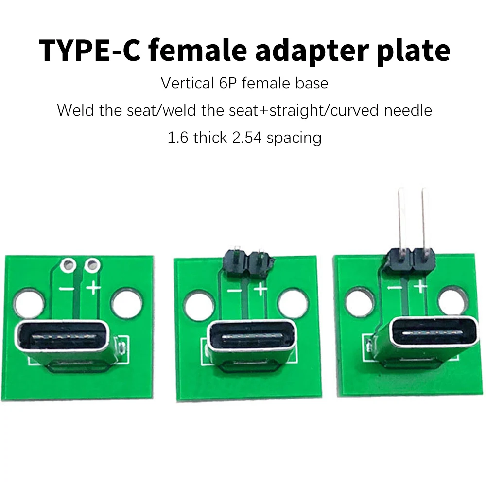 1Pcs Data Charging Cable Jack Test Board with Pin Header 90 Degree Vertical Type C Female Male Connector Test PCB Board Adapter