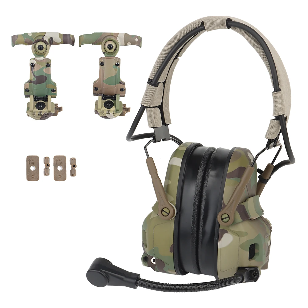 Tactical headset HD-17 sound pickup noise reduction shooting headset hunting hearing protection earmuffs with adapter kit