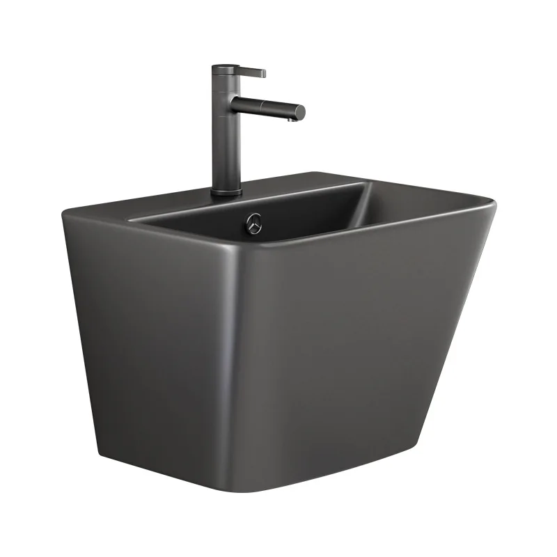

Gun ash wall-mounted wash basin Washbasin integrated ceramic wash basin deepening small apartment bathroom