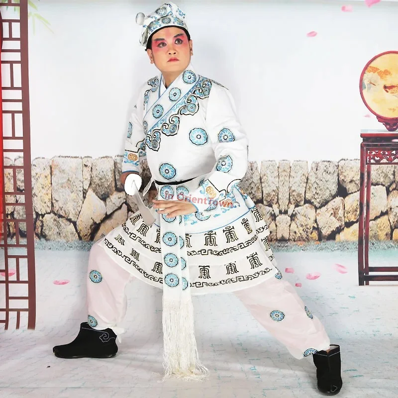 Traditional Operas Kungfu Fighter Man Clothing Mandarin Jacket + Pants + Hat Peking Opera Men's Drama Costumes Wusheng Clothes