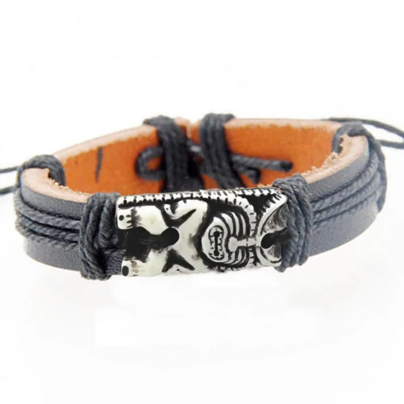 1PC handgewebtes Tiki Totem Armband Unisex Leder Armreif Schmuck Geschenk Tiki Totemismus Stil