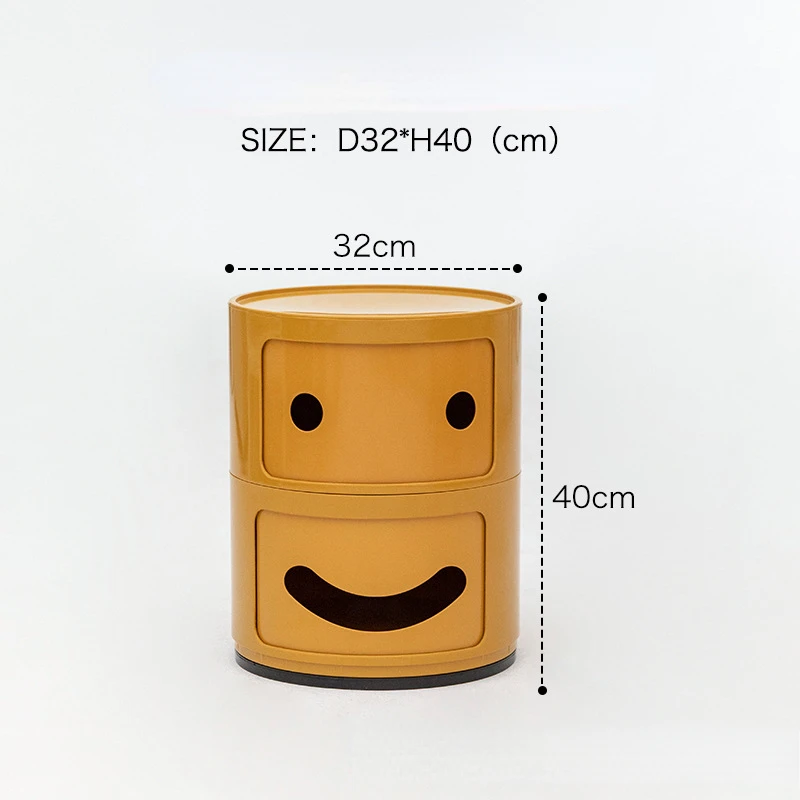 Nordic style creative smile bedside table small ins style simple cute cartoon children's side cabinet circular storage cabinet