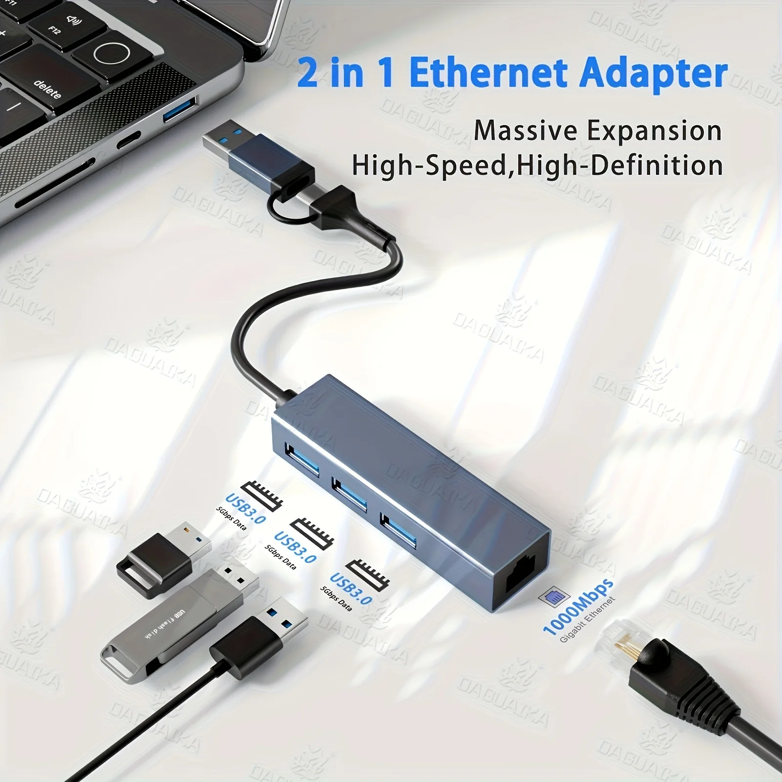 USB-C to Ethernet Adapter,with RJ45 Gigabit,USB-C to Network Adapter Multiport for MacBook Pro/Air, iPad Pro, Surface Laptops