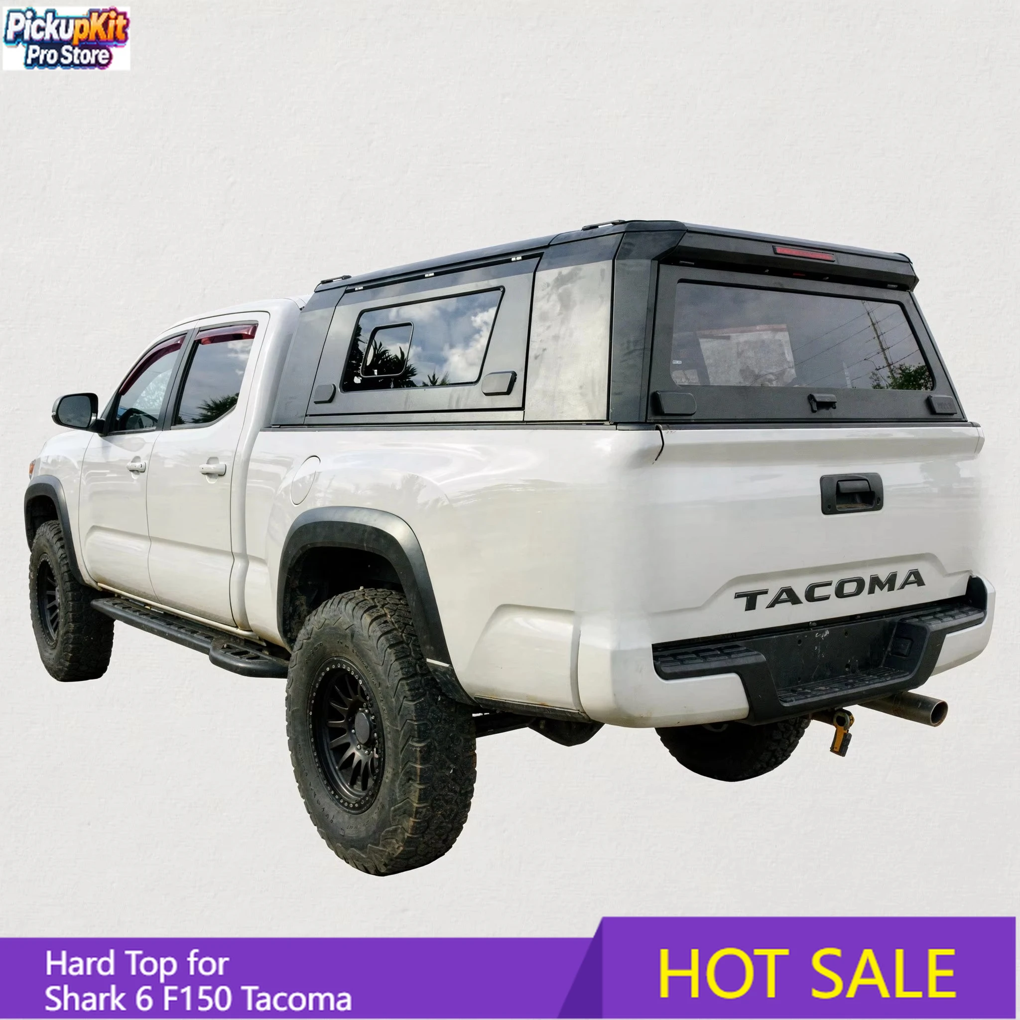 

4x4 Waterproof Steel-Aluminum Pickup Hardtop Canopy with Roof Rack Fits Shark 6 F150 Tacoma