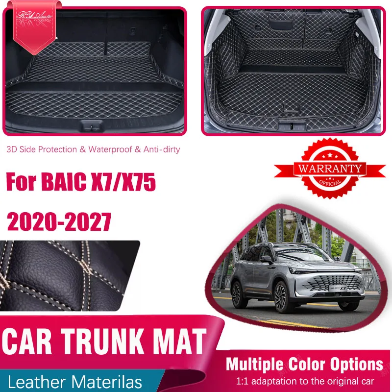 Car Trunk Mats For BAIC Beijing X7 X75 Tiger Eight 2020~2027 Anti-dirty Covers Cargo Inner Leather Storage Pads Auto Accessories
