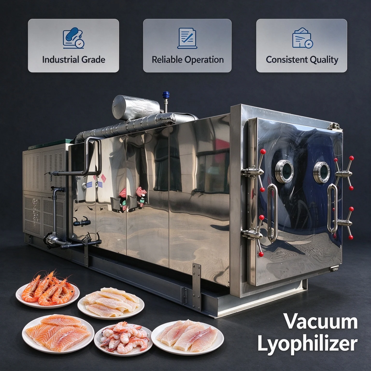 Stable Operation Vacuum Freeze Dryer Industrial Lyophilizer 50kg Fruit Vegetable Freeze Drying Equipment Custom