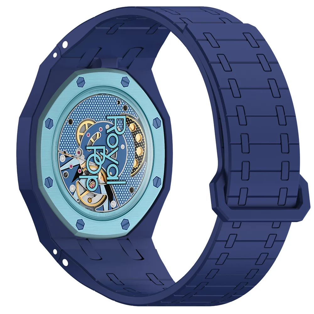 Silikonowy pasek BEHUA + obudowa PC do zegarka Swatch X AP Royal Pop Pocket Watch, adapter do zegarka na rękę, zintegrowane akcesoria do paska. — zdjęcie produktu 3