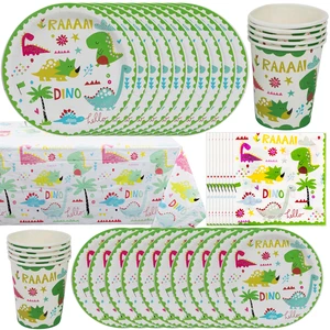 Dinosauriergeburtstagsfeier Dekoration Vorräte, Safari Green Geschenktüten, Papierservietten, Tassen, Geschirr, Dino -Ballon, Babyparty, Kind 8 Hauptverkäufe Green Verde Wein - №7